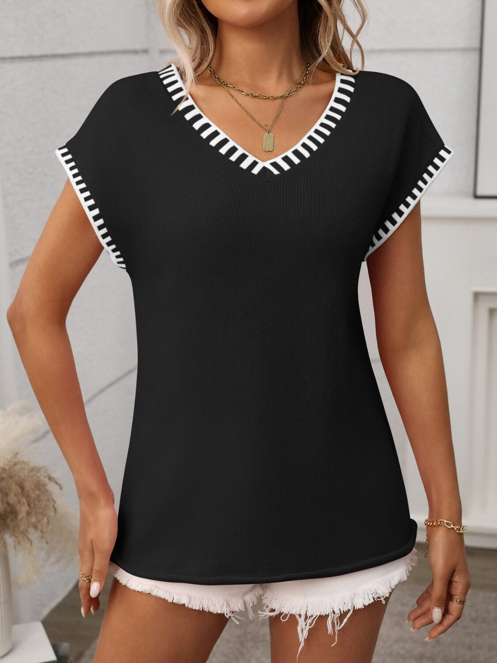 Clair V - Neck Shirt - Shirt - Ell Soll Fashion