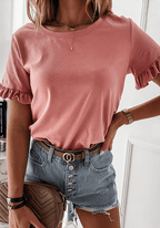 Classic Round Neck Shirt - Ell Soll Fashion