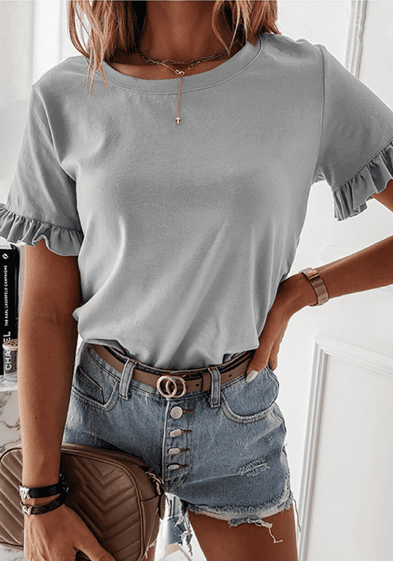 Classic Round Neck Shirt - Ell Soll Fashion