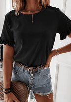 Classic Round Neck Shirt - Ell Soll Fashion