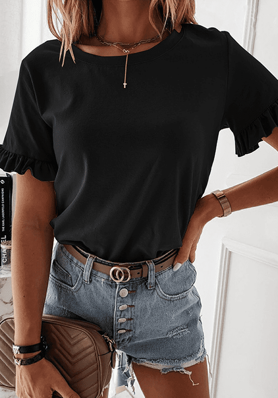 Classic Round Neck Shirt - Ell Soll Fashion