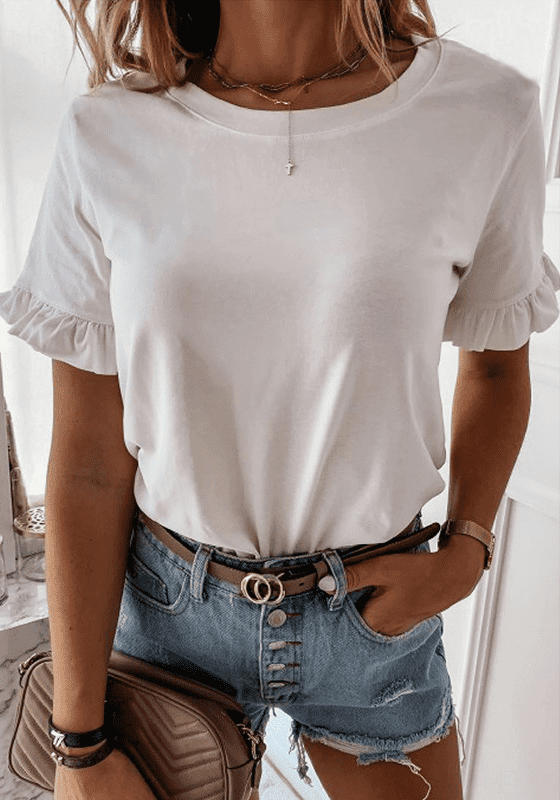 Classic Round Neck Shirt - Ell Soll Fashion