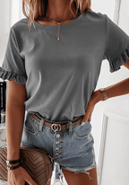 Classic Round Neck Shirt - Ell Soll Fashion