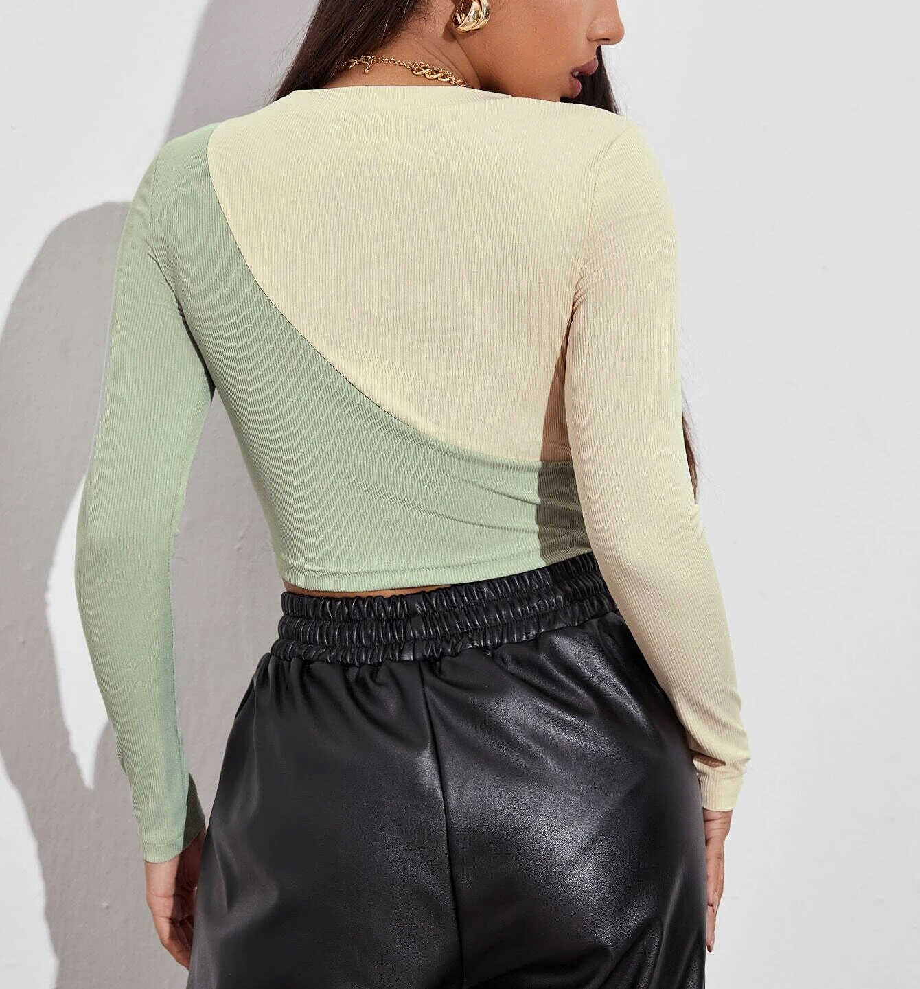 Combined Long Sleeved Shirt - Ell Soll Fashion