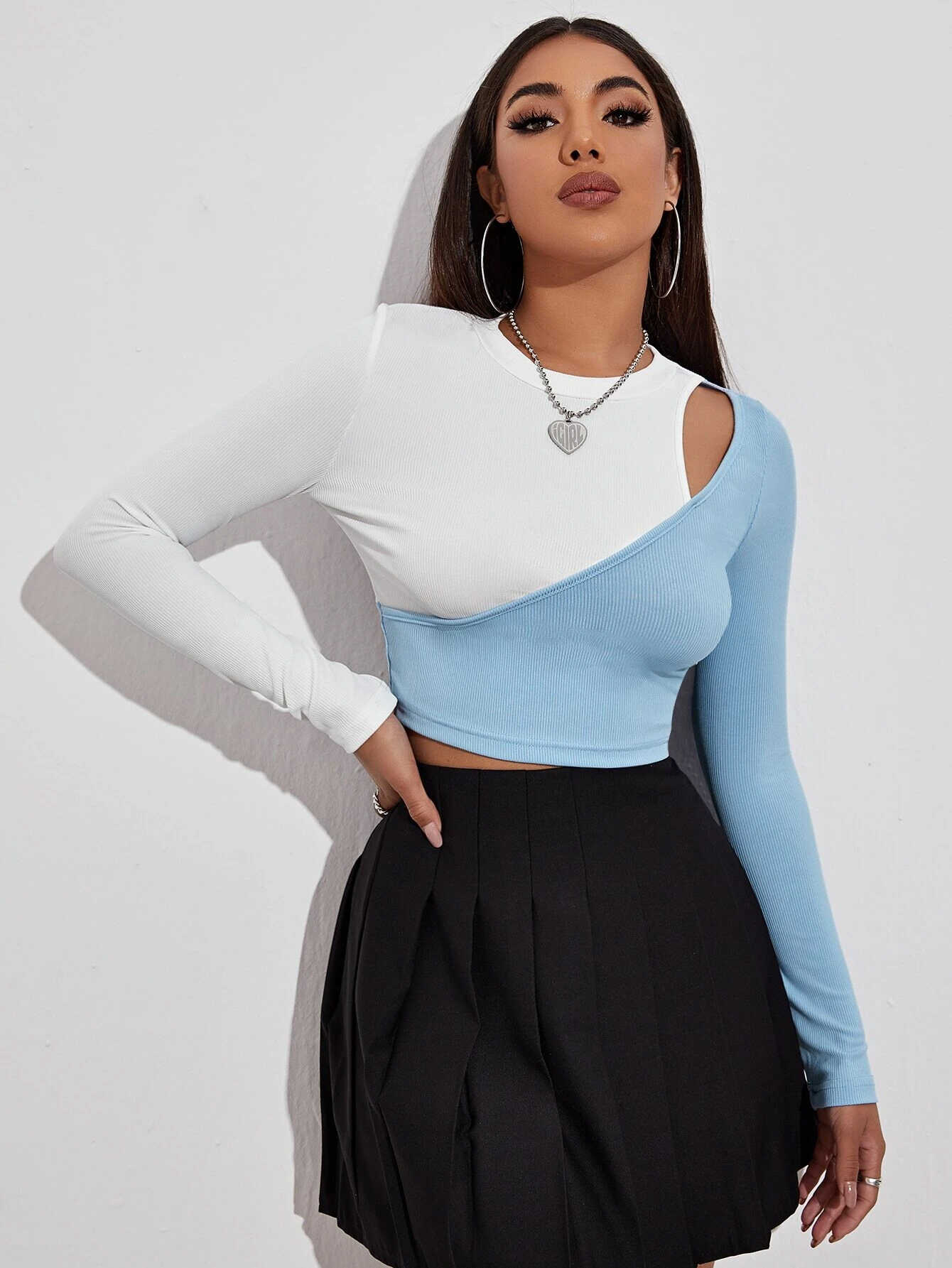 Combined Long Sleeved Shirt - Ell Soll Fashion