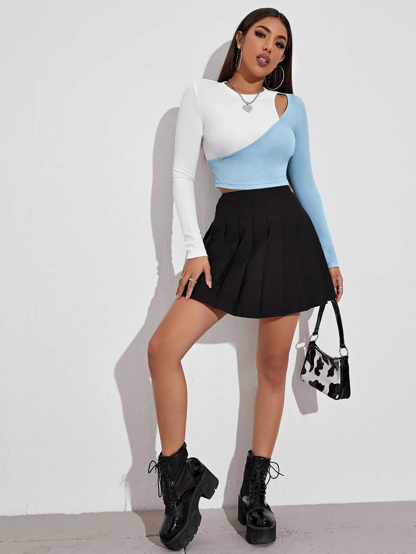 Combined Long Sleeved Shirt - Ell Soll Fashion