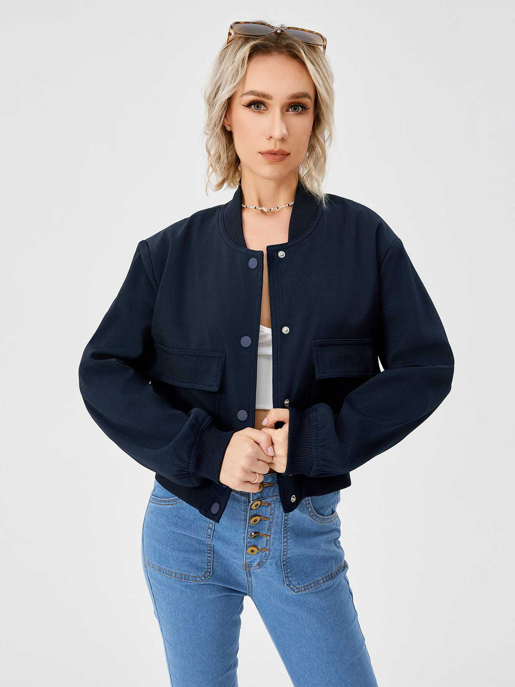 Cropped Bomber Jacket - Ell Soll Fashion Cropped Bomber Jacket king-planet.myshopify.com