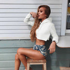 Cropped White Hoodie - Ell Soll Fashion