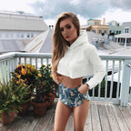 Cropped White Hoodie - Ell Soll Fashion