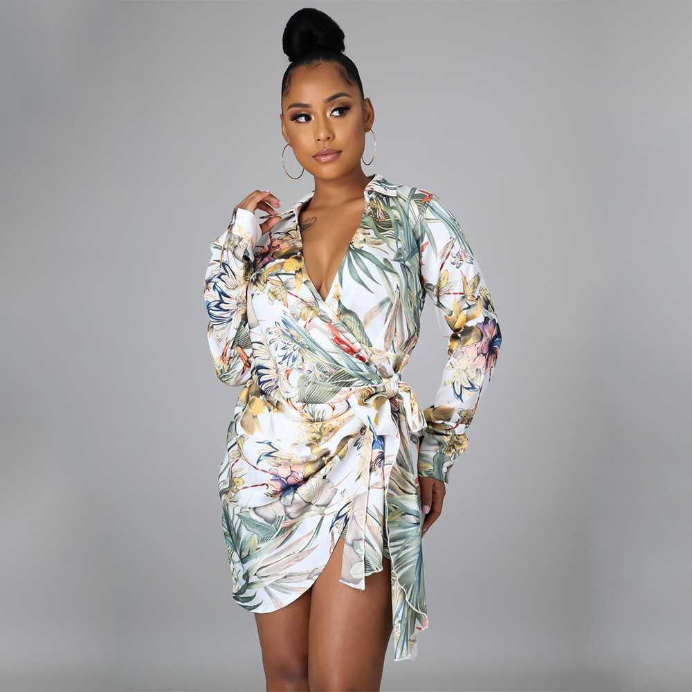 Digital Print Long Sleeve Dress - Ell Soll Digital Print Long Sleeve Dress king-planet.myshopify.com