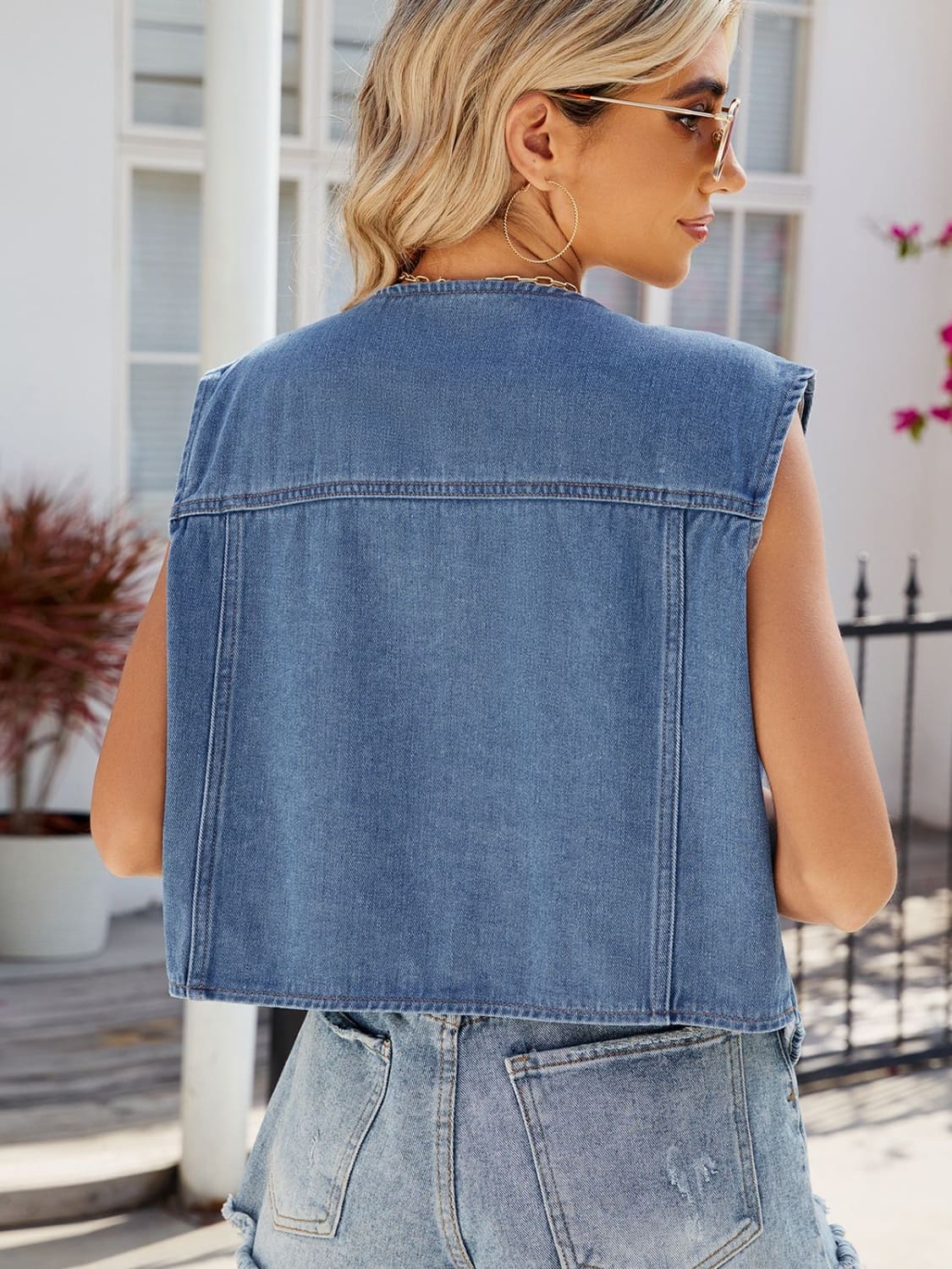 Dusty Button Up Denim Shirt - Ell Soll Fashion
