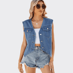 Dusty Button Up Denim Shirt - Ell Soll Fashion