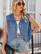 Dusty Button Up Denim Shirt - Ell Soll Fashion