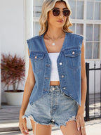 Dusty Button Up Denim Shirt - Ell Soll Fashion