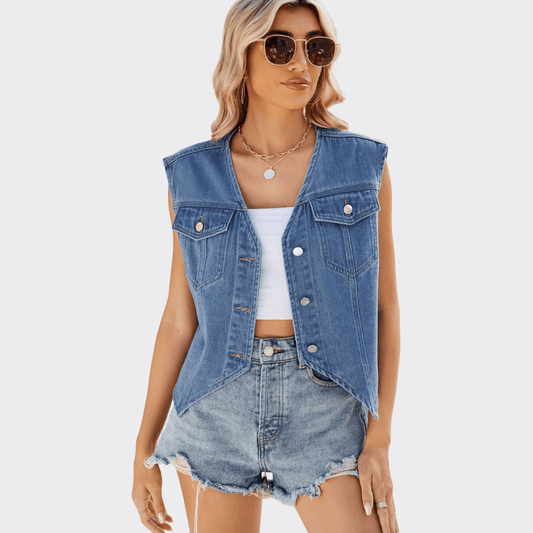 Dusty Button Up Denim Shirt - Ell Soll Fashion