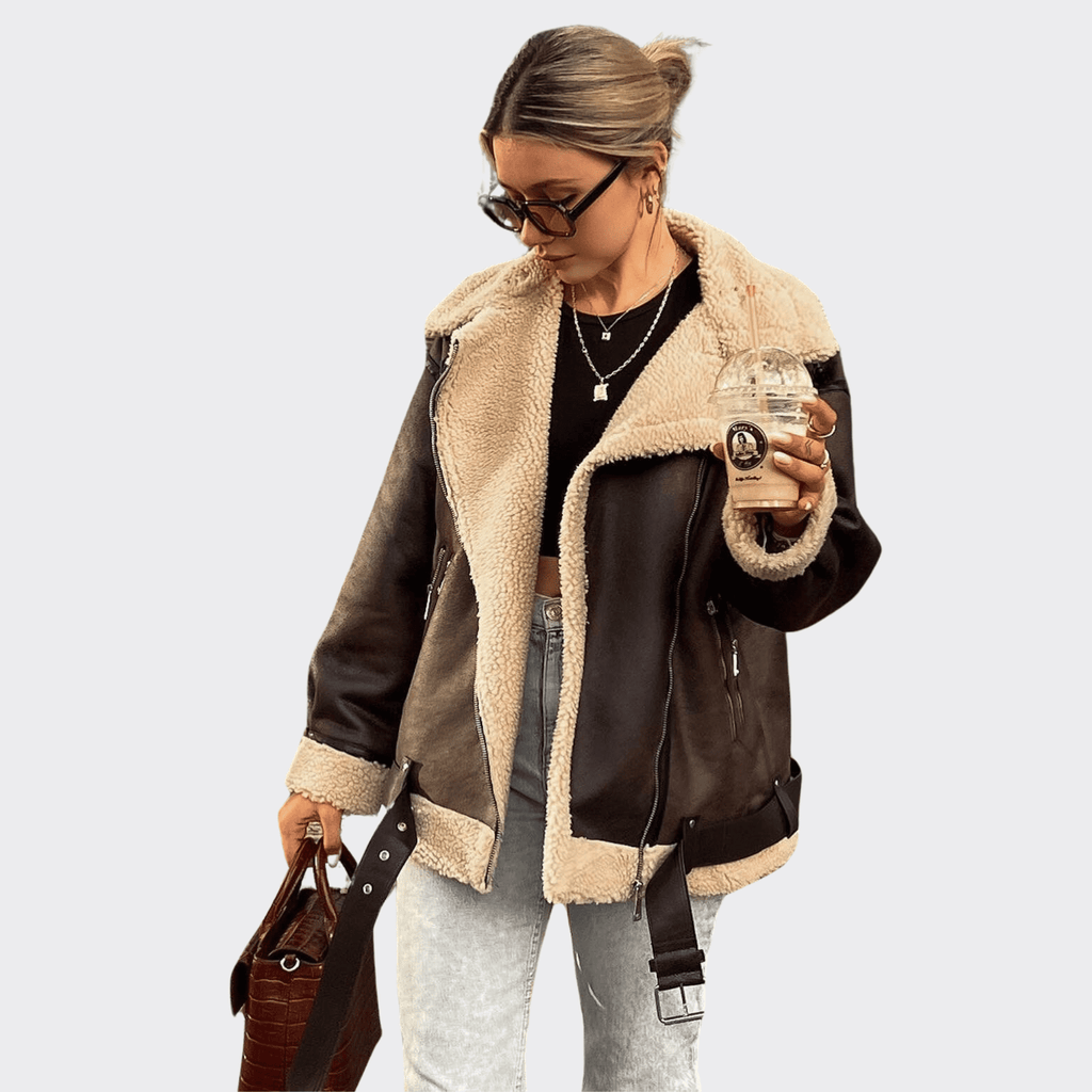 Fur Integrated Zipper Coat - Ell Soll Fashion Fur Integrated Zipper Coat king-planet.myshopify.com