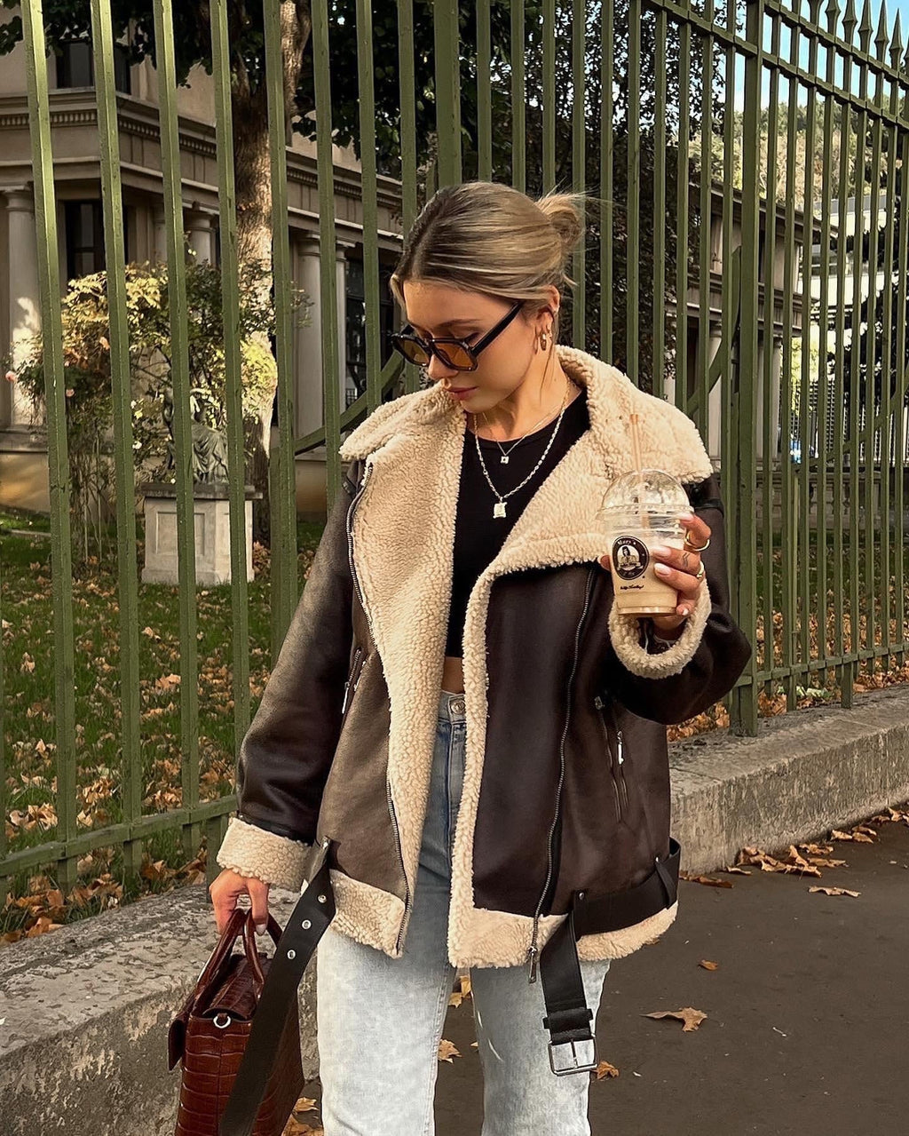 Fur Integrated Zipper Coat - Ell Soll Fashion Fur Integrated Zipper Coat king-planet.myshopify.com