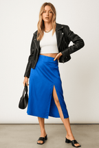 Jen Slit Satin Midi Skirt - Skirt - Ell Soll Fashion