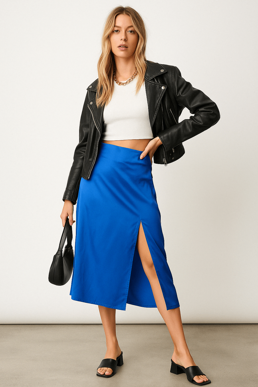 Jen Slit Satin Midi Skirt - Skirt - Ell Soll Fashion Jen Slit Satin Midi Skirt king-planet.myshopify.com