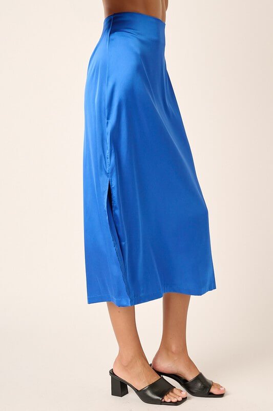 Jen Slit Satin Midi Skirt - Skirt - Ell Soll Fashion