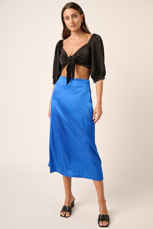 Jen Slit Satin Midi Skirt - Skirt - Ell Soll Fashion