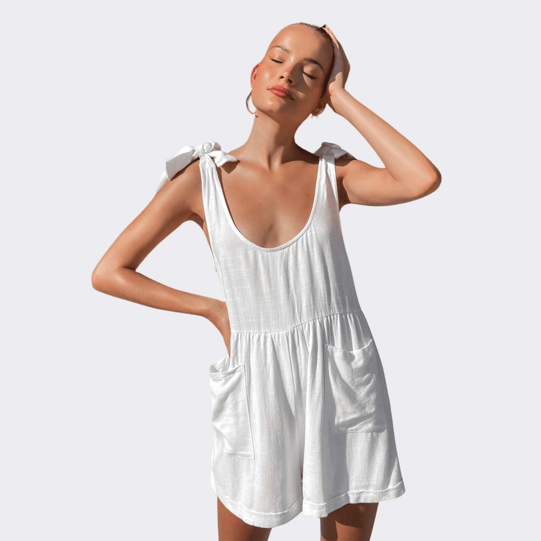 Kelly Tie Shoulder Romper - Ell Soll Fashion