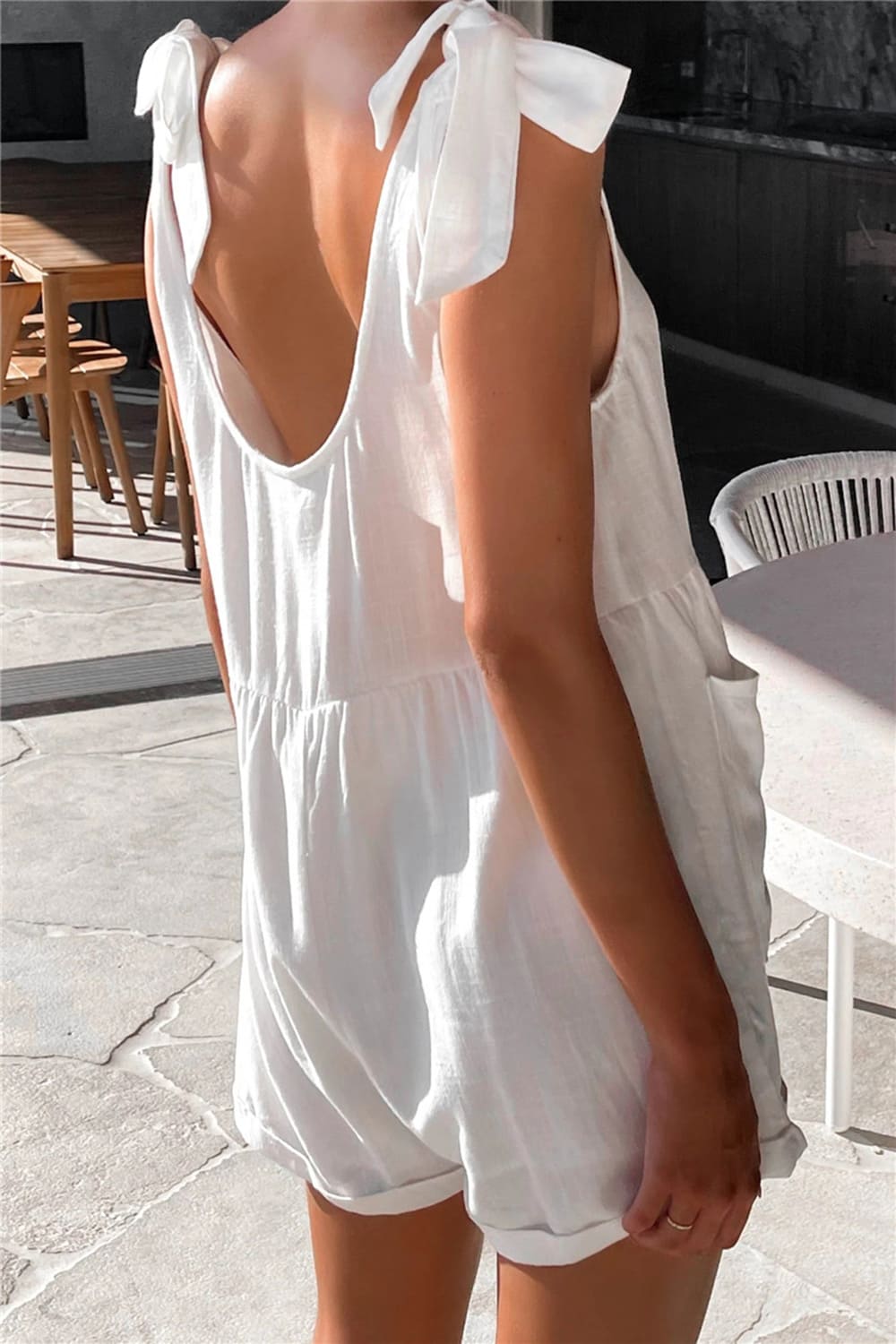 Kelly Tie Shoulder Romper - Ell Soll Fashion