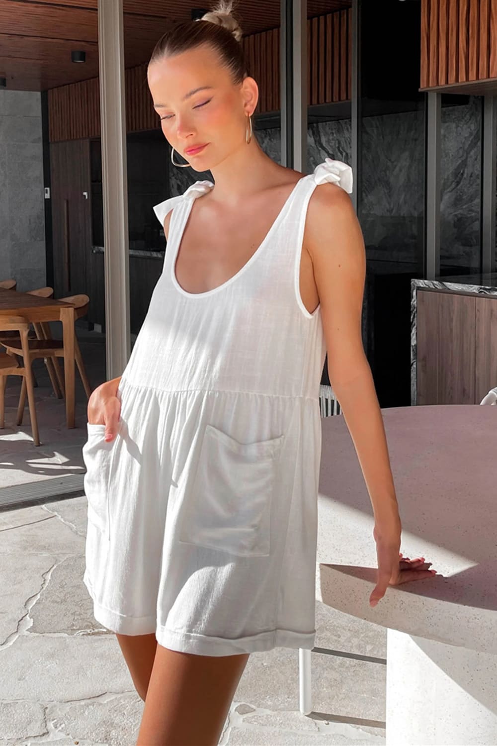 Kelly Tie Shoulder Romper - Ell Soll Fashion