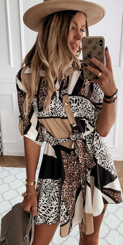 Lace-Up Leopard Dress - Ell Soll Fashion Lace-Up Leopard Dress king-planet.myshopify.com