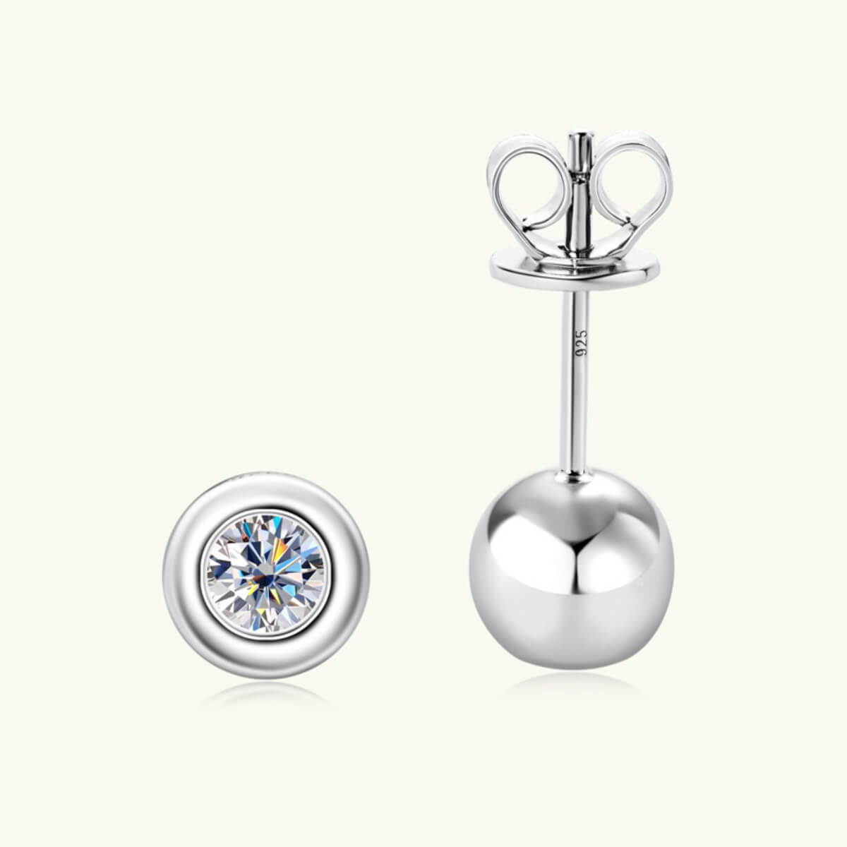 Moissanite Round Stud Earrings - Ell Soll Fashion