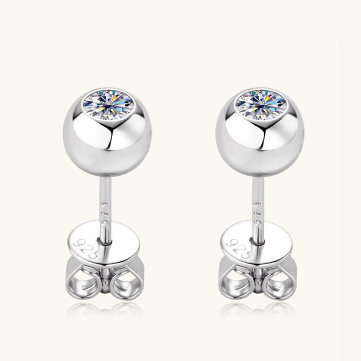 Moissanite Round Stud Earrings - Ell Soll Fashion