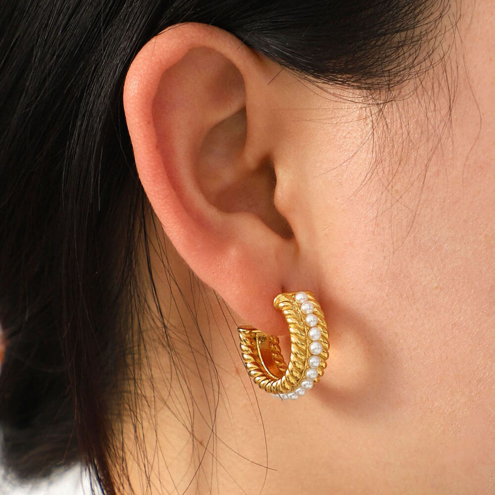 Pearl C - Hoop Earrings - Ell Soll Fashion