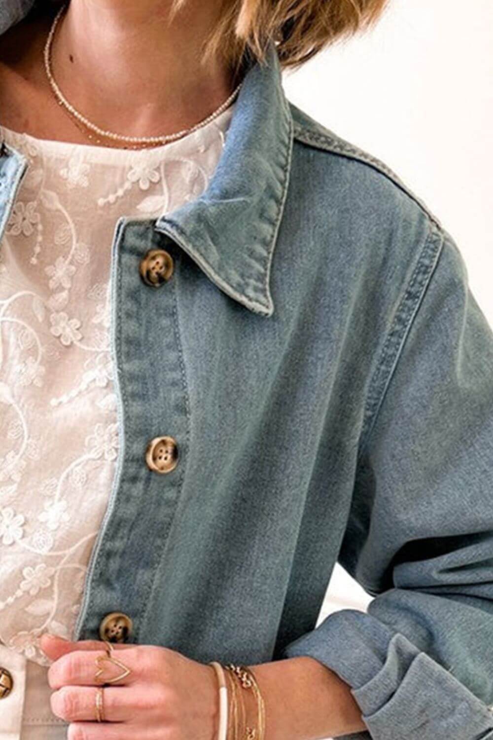 Polli Long Sleeve Denim Jacket - Jacket - Ell Soll Fashion