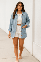 Polli Long Sleeve Denim Jacket - Jacket - Ell Soll Fashion