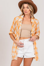 Sally Plaid Slit Shirt - Ell Soll Fashion