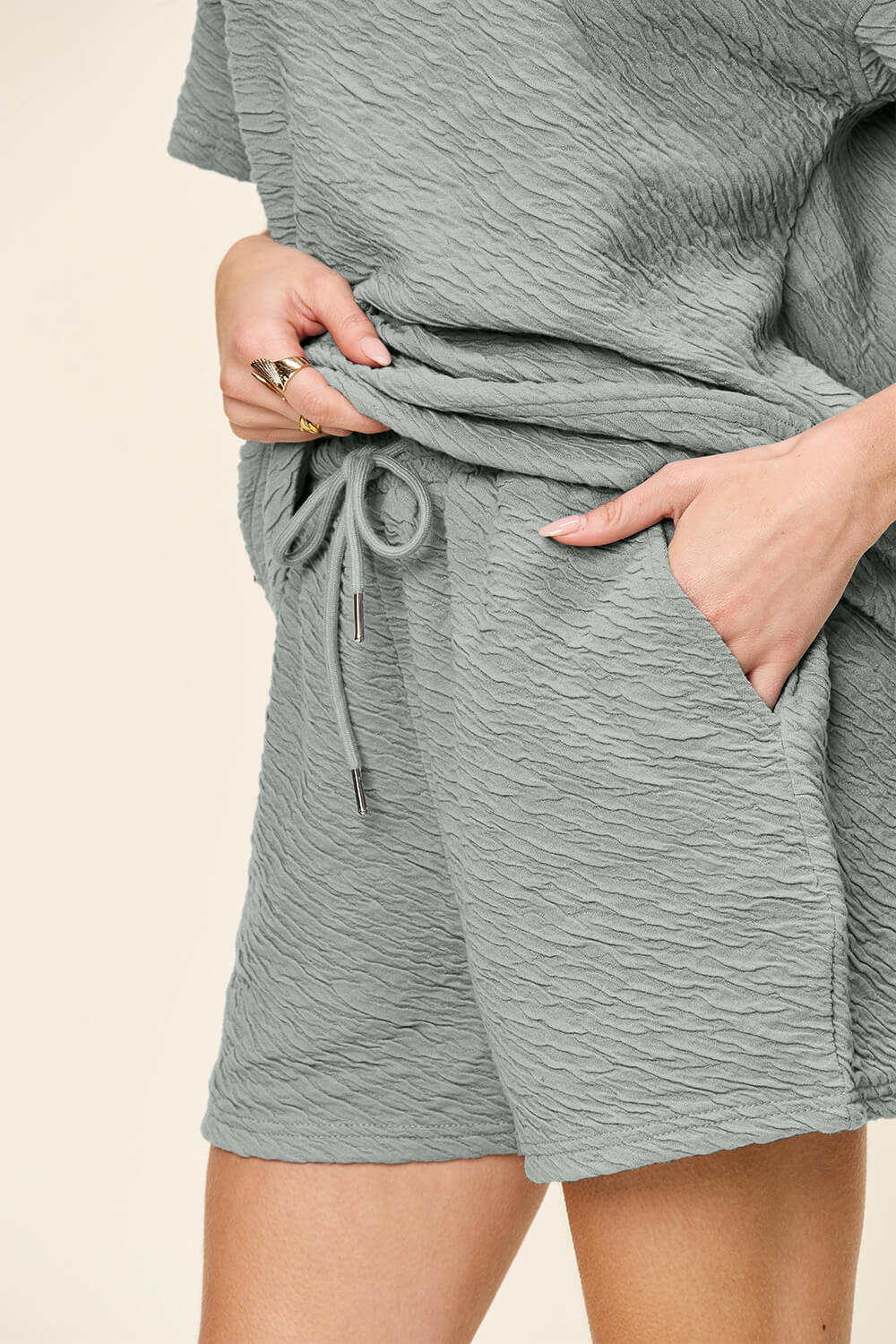 Shelly Drawstring Shorts Set - Set - Ell Soll Fashion