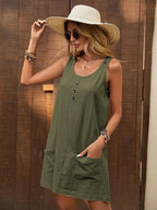 Shyla Buttons Mini Dress - Dress - Ell Soll Fashion