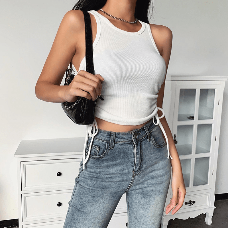Slim Cropped Vest Shirt - Ell Soll Fashion Slim Cropped Vest Shirt king-planet.myshopify.com