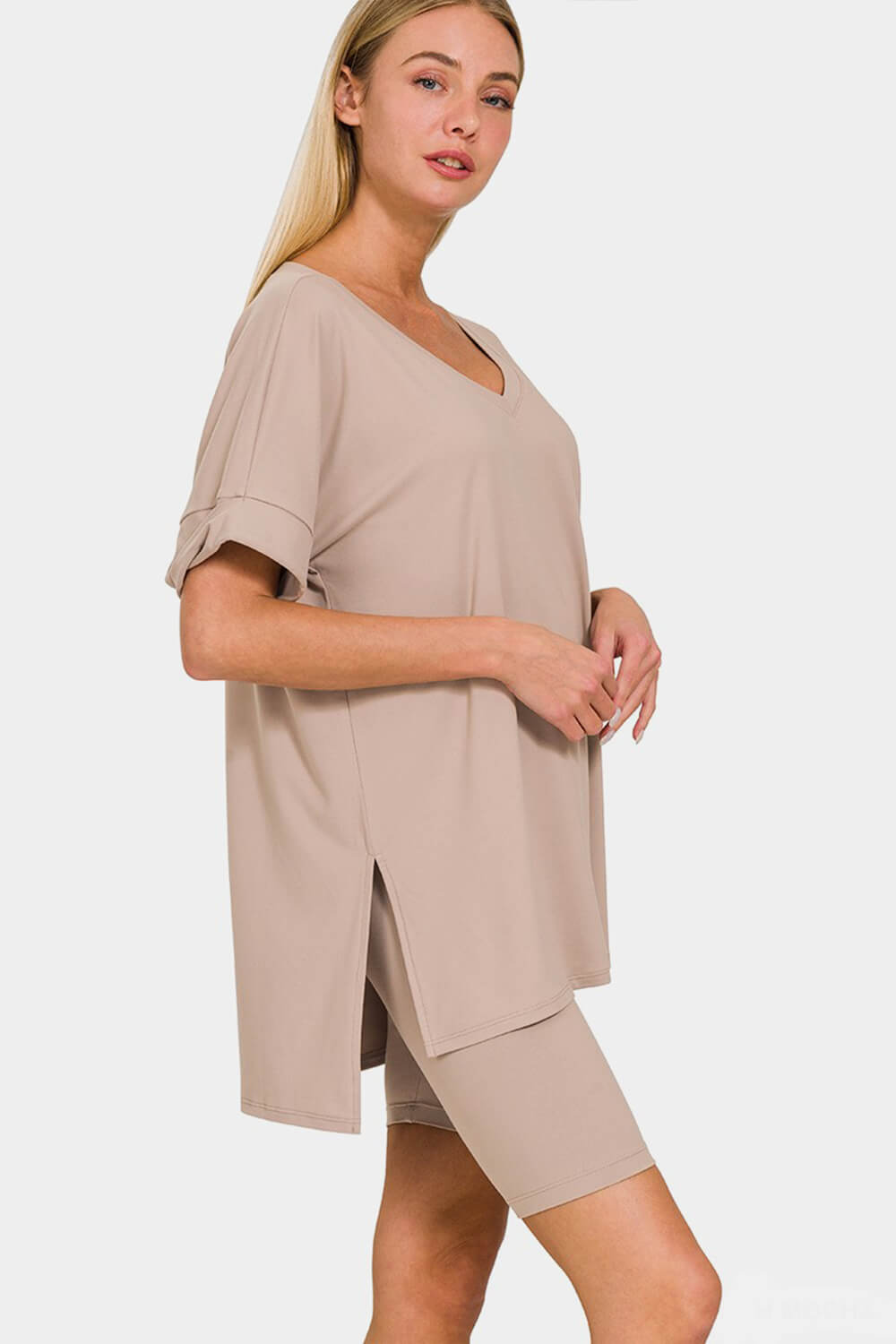 Zenna Over Size V - Neck Set - Ell Soll Fashion