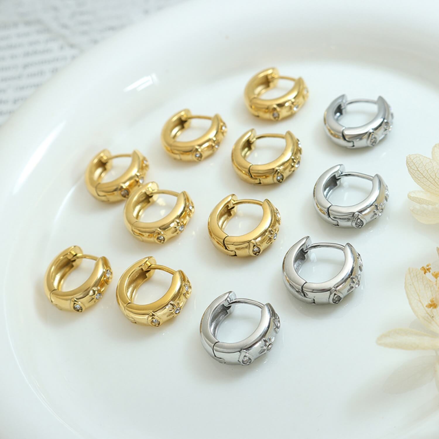 Zircon Huggie Earrings - Ell Soll Fashion