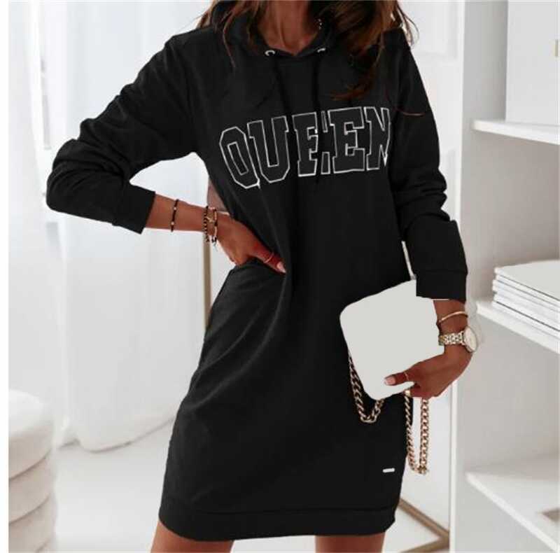 Hooded Letter Casual Dress - Ell Soll