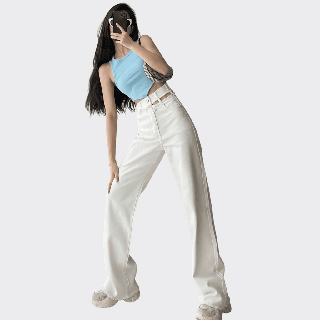 Open Waist Denim Pants - Ell Soll