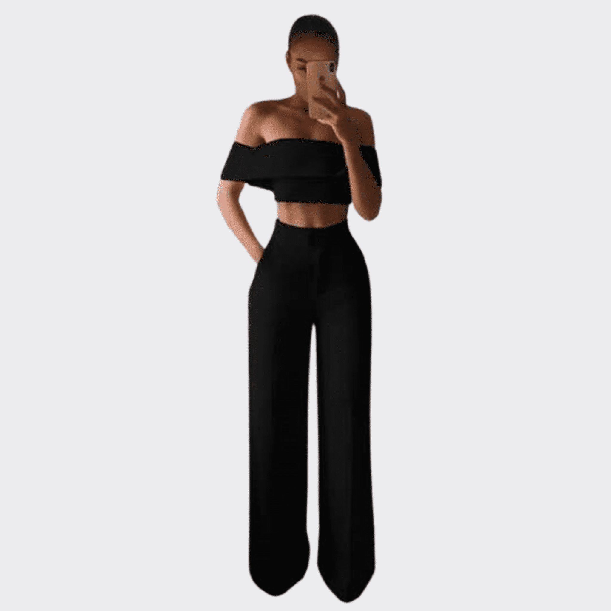 Strapless and Wide Leg Pants Set - Ell Soll