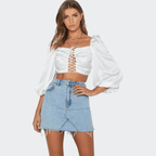 Silk Puff Sleeve Shirt - Ell Soll