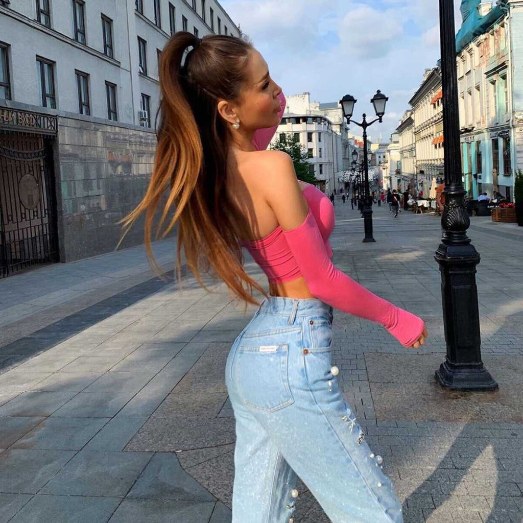 Long Sleeve Top Off Shoulder - Ell Soll Long Sleeve Top Off Shoulder king-planet.myshopify.com