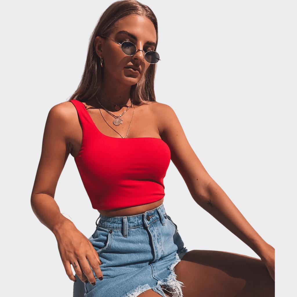 One-Shoulder Solid Top - Ell Soll One-Shoulder Solid Top king-planet.myshopify.com