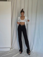 High-Waisted Straight Pants - Ell Soll
