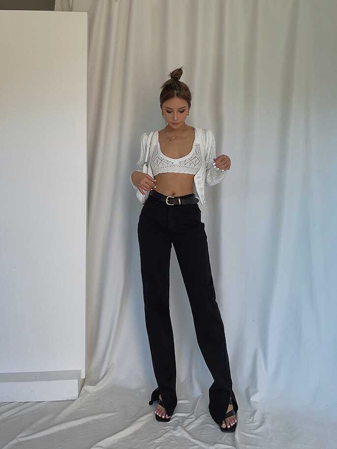 High-Waisted Straight Pants - Ell Soll