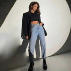 Irregular Belt High Waist Jeans - Ell Soll Irregular Belt High Waist Jeans king-planet.myshopify.com