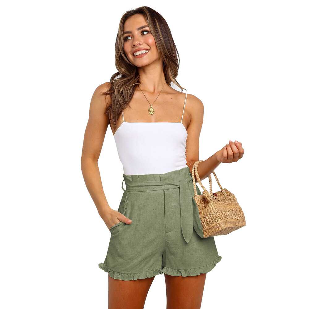 High Waist Belt Waistband Shorts - Ell Soll